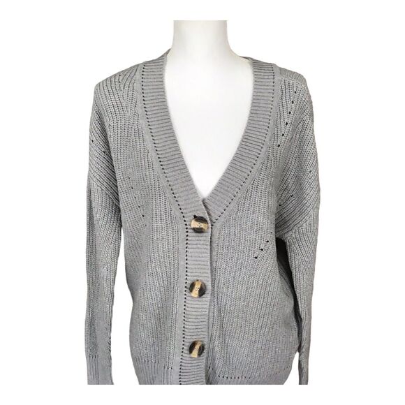 Cloth By Design Women’s XS Gray Button Front Knit Cardigan Sweater NWOT - Picture 4 of 13